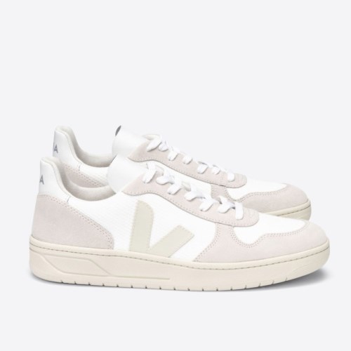 Veja V-10 B-mesh Mens Trainers White/Pink UK 99747